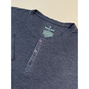 Tommy John Henley Shirt Men Lounge L/S Waffle knit Viscose Blue Comfort Casual M